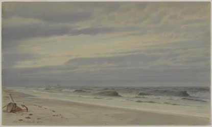 Beach Scene with Barrel and Anchor, 1870